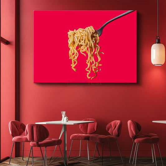 Noodle Lezzeti - Çatal Üzerinde Sıcak Erişte Kanvas Tablo